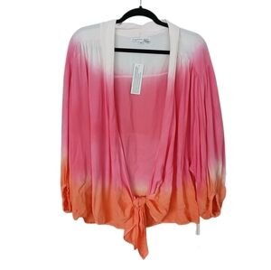 Young Fabulous & Broke NWT Carmen Pink and Orange Tie-Front Blouse Size Medium